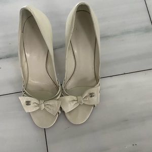 Authentic Chanel size 8.5 off white sandals barely worn newly redone